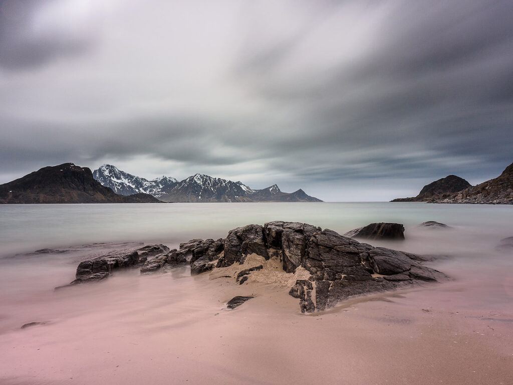 Haukland beach, lofoten islands, norway