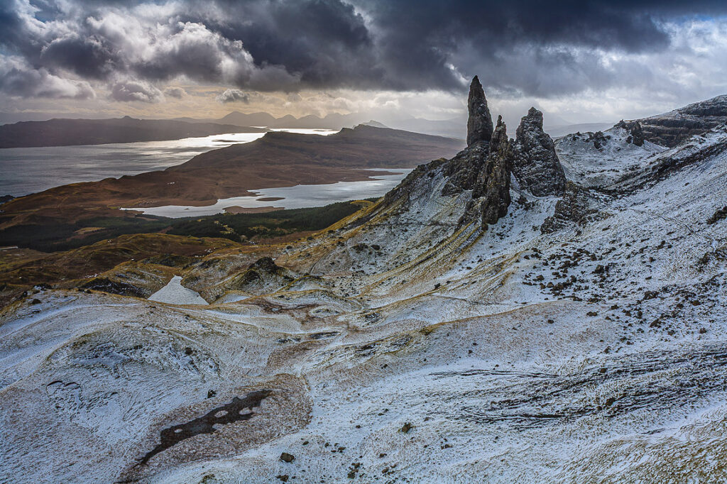 Moody old man of storr, isle of skye, scotland
