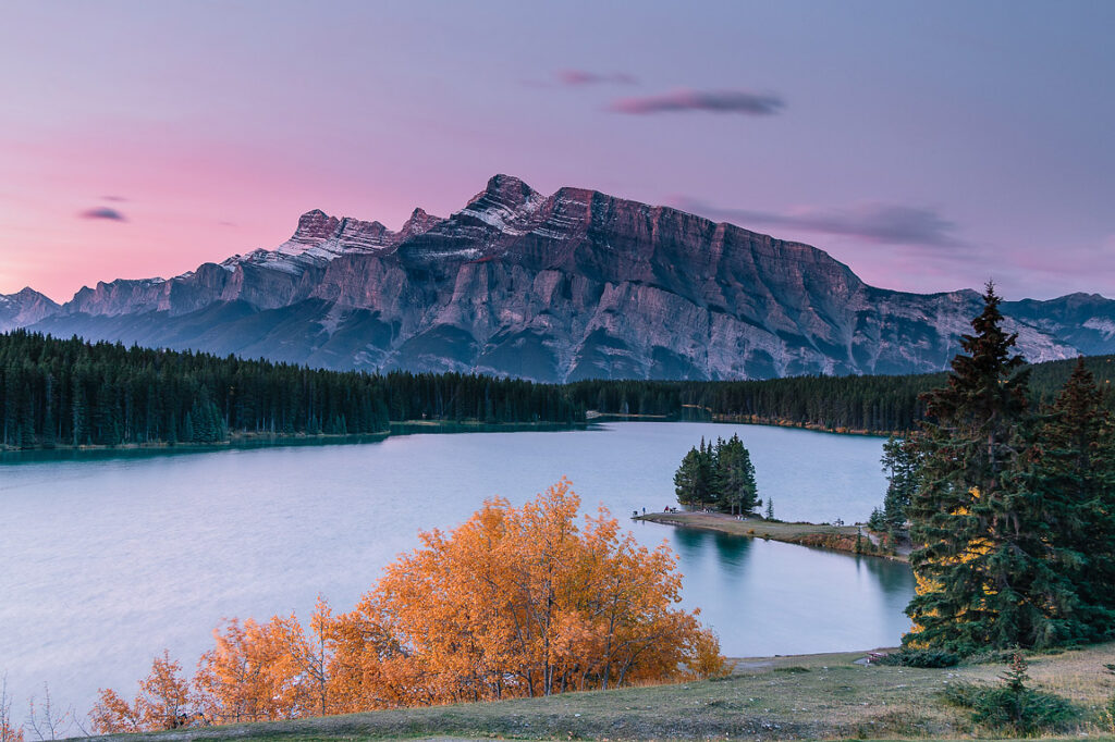 Two jack lake sunrise, banff np, canada