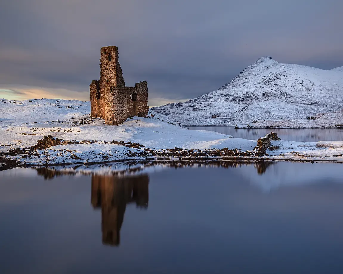 Ardvreck castle sunset, assynt, scotland