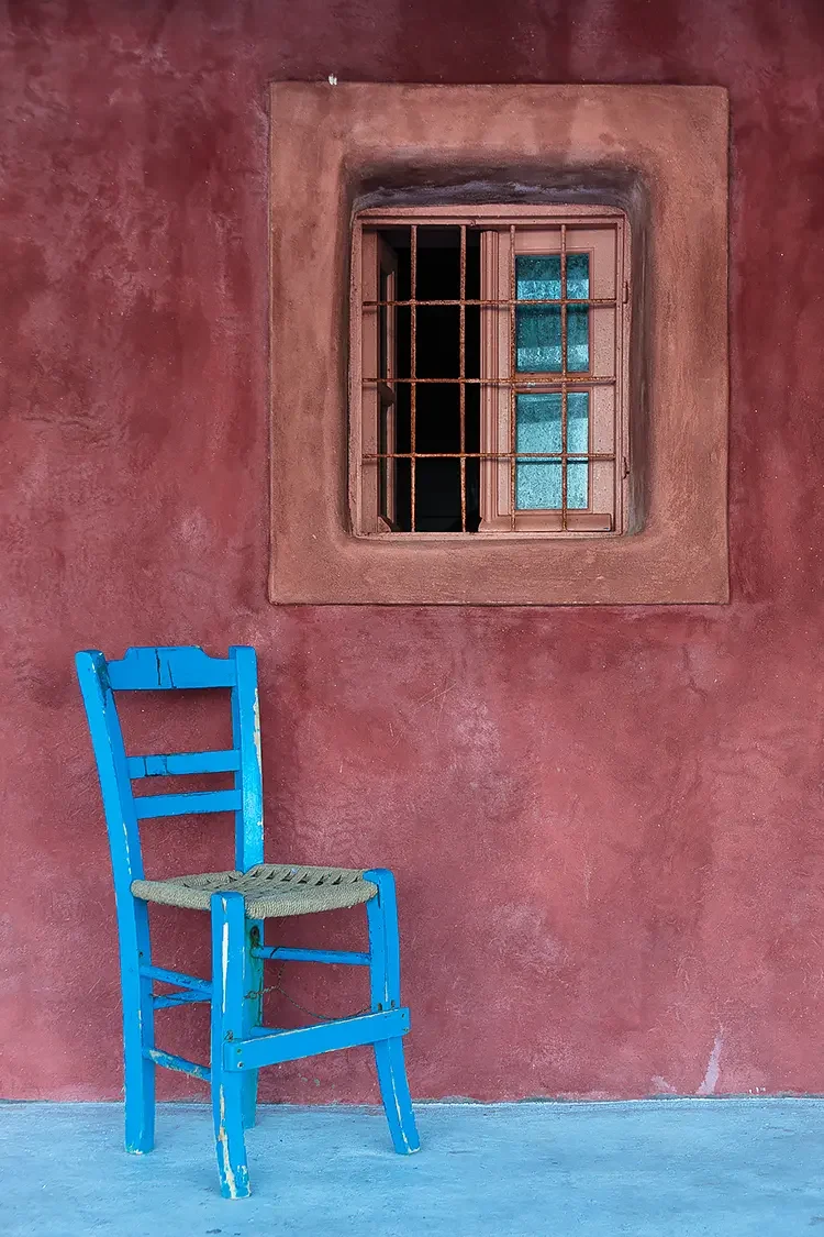 Chair And Window, Ammoudi Bay, Santorini, Greece